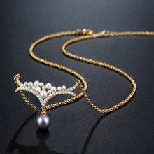 Load image into Gallery viewer, Pearl Clear Cubic Zircon Necklace KPN0263 - KHAISTA Fashion Jewellery
