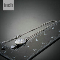 Pendant detail on KHAISTA pearl clear waterdrop CZ necklace