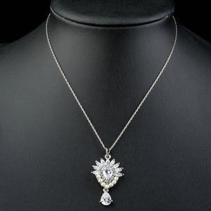 Pearl Clear Waterdrop Cubic Zirconia Necklace KPN0135 - KHAISTA Fashion Jewellery