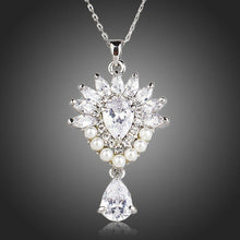 Load image into Gallery viewer, Pearl Clear Waterdrop Cubic Zirconia Necklace KPN0135 - KHAISTA Fashion Jewellery
