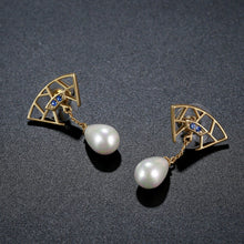 Load image into Gallery viewer, Pearl Cubic Zirconia Drop Earrings -KJE0418 - KHAISTA
