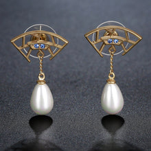 Load image into Gallery viewer, Pearl Cubic Zirconia Drop Earrings -KJE0418 - KHAISTA
