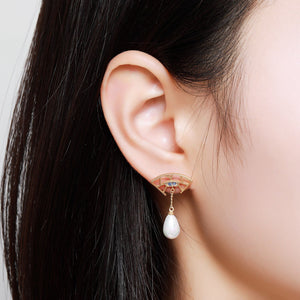 Pearl Cubic Zirconia Drop Earrings -KJE0418 - KHAISTA