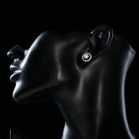 pearl eyeball stud earrings detail view by KHAISTA