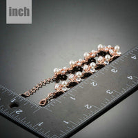 pearl flower crystal bracelet detail view by KHAISTA
