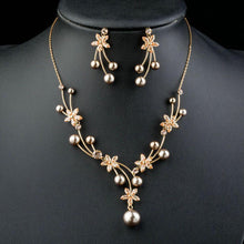Load image into Gallery viewer, Pearl Flower Drop Earrings &amp; Necklace Set - KHAISTA Fashion Jewellery

