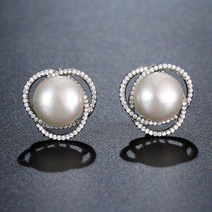 Pearl Flower Stud Earrings -KPE0360 - KHAISTA Fashion Jewellery