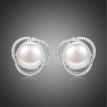 Load image into Gallery viewer, Pearl Flower Stud Earrings -KPE0360 - KHAISTA Fashion Jewellery

