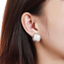 Load image into Gallery viewer, Pearl Geometric Stud Earrings -KPE0353 - KHAISTA Fashion Jewellery
