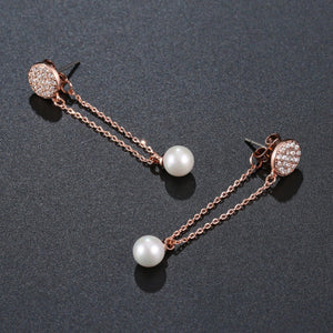 Pearl Long Drop Earrings -KPE0366 - KHAISTA Fashion Jewellery