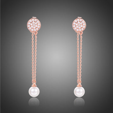 Pearl Long Drop Earrings -KPE0366 - KHAISTA Fashion Jewellery
