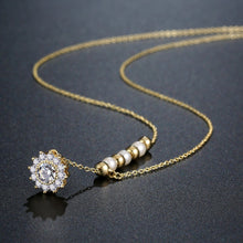 Load image into Gallery viewer, Pearl Necklace With Sunflower Shape Pendant KPN0255 - KHAISTA Fashion Jewellery
