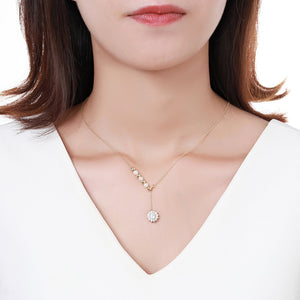 Pearl Necklace With Sunflower Shape Pendant KPN0255 - KHAISTA Fashion Jewellery