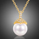 Pearl and Round Cut CZ Pendant Necklace