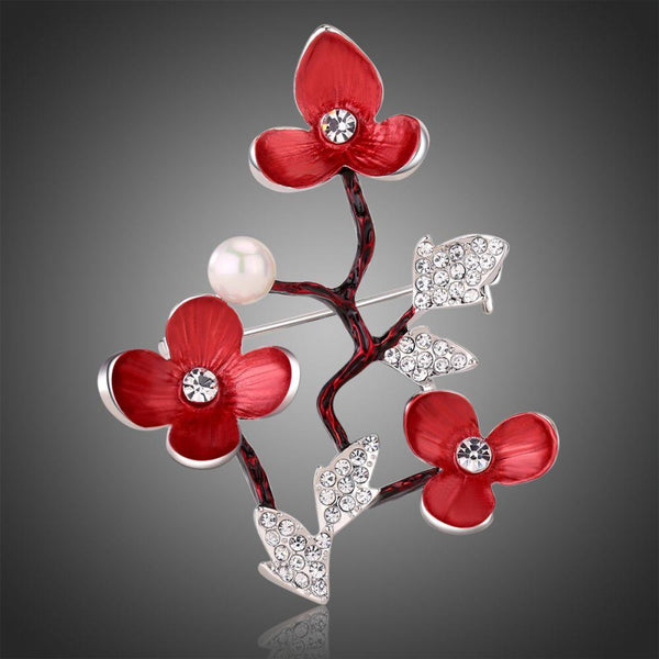Khaista pearl vintage plum blossom brooch on white background