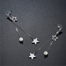 Load image into Gallery viewer, Pentagram Clear Cubic Zirconia Pearl Drop Earrings -KPE0402 - KHAISTA
