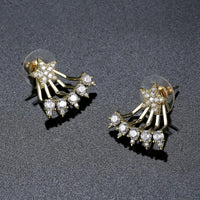 crystal pentagram stud earrings detail view by KHAISTA
