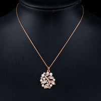 Side angle view of KHAISTA piece of art crystal pendant necklace