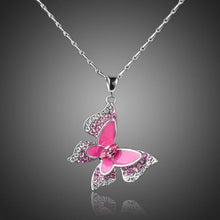 Load image into Gallery viewer, Pink Butterfly Necklace KPN0066 - KHAISTA Fashion Jewellery
