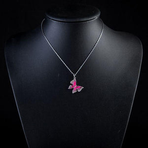 Pink Butterfly Necklace KPN0066 - KHAISTA Fashion Jewellery