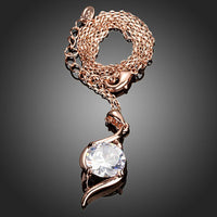 Close up detail of KHAISTA plant shape CZ pendant necklace