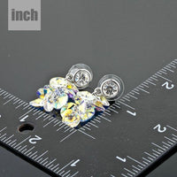 platinum plated crystal cluster drop earrings detail view by KHAISTA
