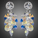 Platinum Plated Crystal Cluster Drop Earrings