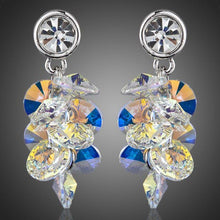 Load image into Gallery viewer, Platinum Plated Crystal Cluster Drop Earrings - KHAISTA Fashion Jewellery
