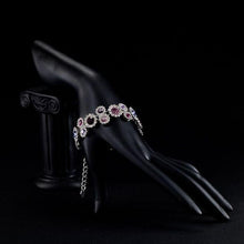 Load image into Gallery viewer, Platinum Plated Purple Crystal Charm Bracelet - KHAISTA Fashion Jewellery
