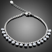 KHAISTA princess cut pave crystal bracelet on white background