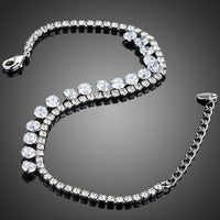 Close up detail of KHAISTA princess cut pave crystal bracelet