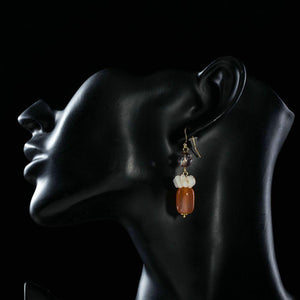 Pumpkin Orange Crystal Drop Earrings - KHAISTA Fashion Jewellery