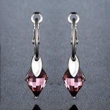 Load image into Gallery viewer, Purple Austrian Crystal Drop Earrings -KPE0351 - KHAISTA Fashion Jewellery
