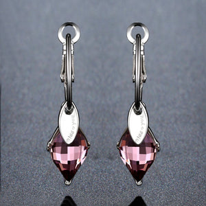 Purple Austrian Crystal Drop Earrings -KPE0351 - KHAISTA Fashion Jewellery