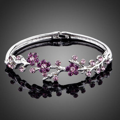 Purple Blossom Twig Bangle - KHAISTA Fashion Jewellery
