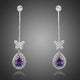 Purple Butterfly Zirconia Drop Earrings