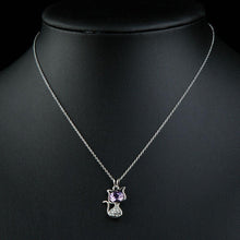 Load image into Gallery viewer, Purple Cat Pendant Necklace KPN0206 - KHAISTA Fashion Jewellery
