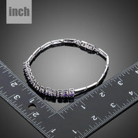purple crystal charm cuff bracelet detail view by KHAISTA