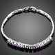 Purple Crystal Charm Toggle Clasp Cuff Bracelet