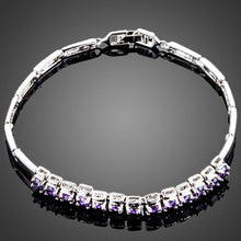 Load image into Gallery viewer, Purple Charm Toggle Clasp Cuff Bracelet - KHAISTA Fashion Jewellery
