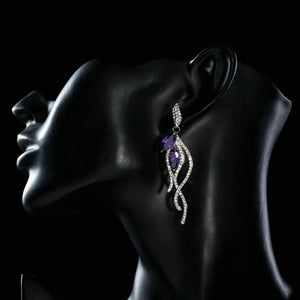 Purple Coral Cubic Zirconia Earrings - KHAISTA Fashion Jewellery