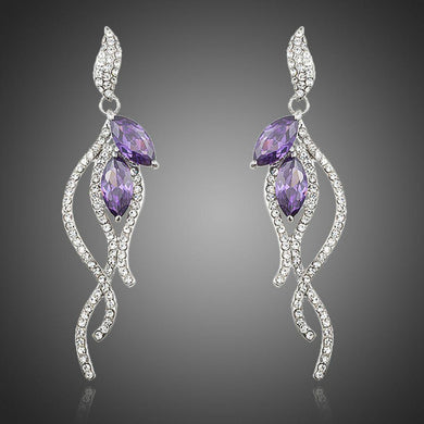 Purple Coral Cubic Zirconia Earrings - KHAISTA Fashion Jewellery