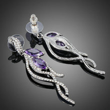 Load image into Gallery viewer, Purple Coral Cubic Zirconia Earrings - KHAISTA Fashion Jewellery
