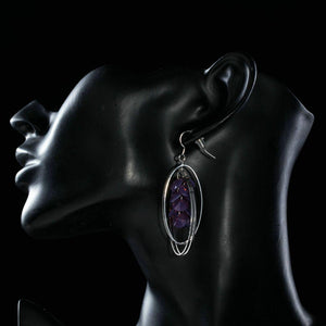 Purple Crystal Dangle Drop Earrings - KHAISTA Fashion Jewellery