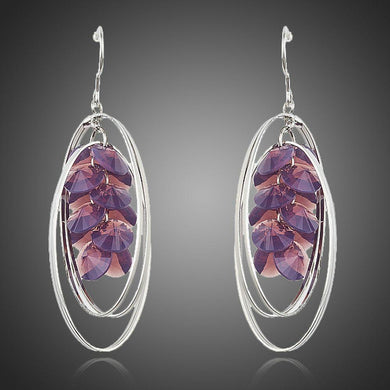 Purple Crystal Dangle Drop Earrings - KHAISTA Fashion Jewellery