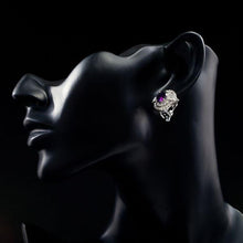 Load image into Gallery viewer, Purple Crystal Dome Stud Earrings - KHAISTA Fashion Jewellery
