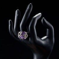 Side angle of KHAISTA purple crystal fashion ring