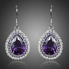 Load image into Gallery viewer, Purple Cubic Zirconia Crystal Drop Earrings - KHAISTA Fashion Jewellery
