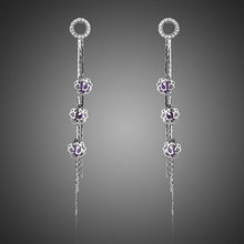 Load image into Gallery viewer, Purple Cubic Zirconia Drop Earrings -KPE0265 - KHAISTA Fashion Jewellery
