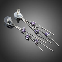 Load image into Gallery viewer, Purple Cubic Zirconia Drop Earrings -KPE0265 - KHAISTA Fashion Jewellery
